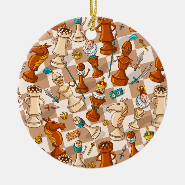 Adorno De Cerámica Batalla de ajedrez (Frente)