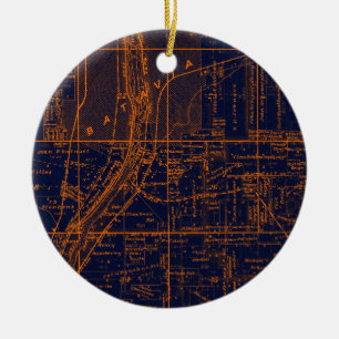 ADORNO DE CERÁMICA BATAVIA ILLINOIS 1871 MAP FOX RIVER VALLEY