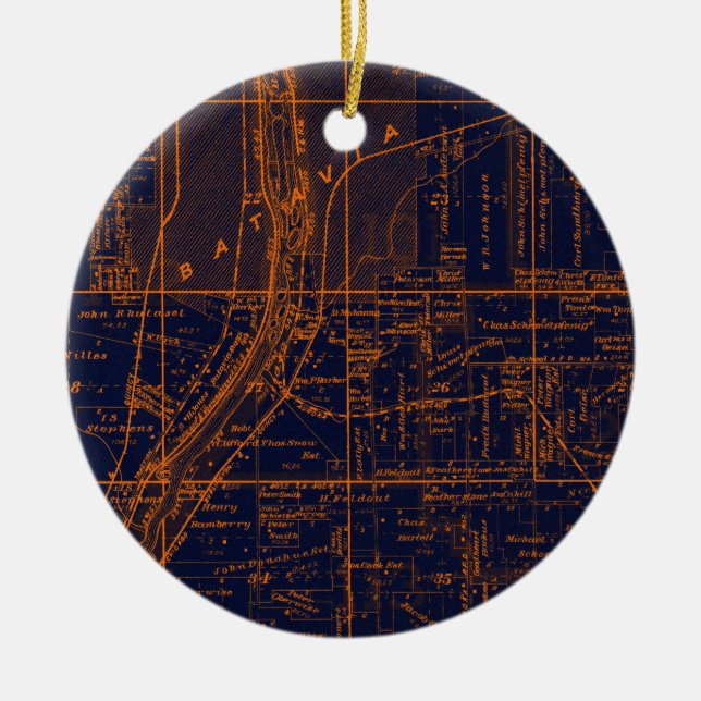 ADORNO DE CERÁMICA BATAVIA ILLINOIS 1871 MAP FOX RIVER VALLEY (Frente)