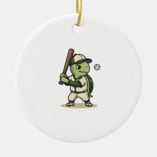 Adorno De Cerámica Bateador de béisbol de tortuga linda arte vectoria