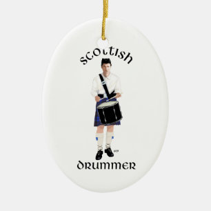 Adorno De Cerámica Baterista Escocés - Kilt Azul