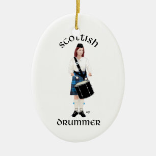 Adorno De Cerámica Baterista Escocés - Kilt Azul