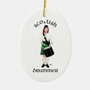 Adorno De Cerámica Baterista Escocés - Kilt Verde