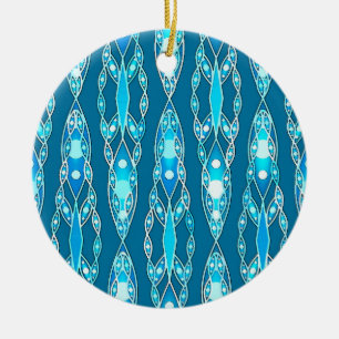 Adorno De Cerámica Batik tribal - Ocean Blue y Aqua