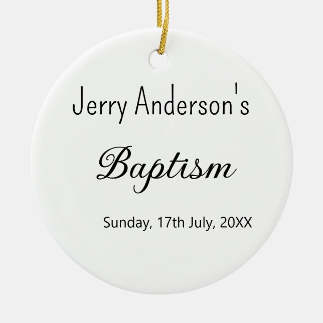 Adorno De Cerámica Bautismo católico niños modernos simple QR mínimo (Frente)