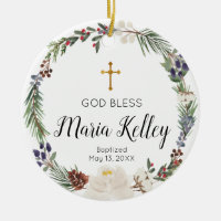 Bautismo Chica personalizado de la flor blanca sag