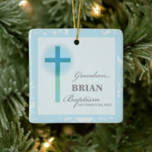 Bautismo de nieto con encaje azul personalizado