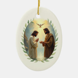 Adorno De Cerámica Bautismo del Señor Paz y Bendiciones de Dios