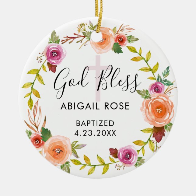 Adorno De Cerámica Bautismo personalizado (Frente)