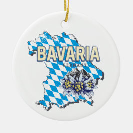 Adorno De Cerámica Baviera Alemania Retro Estado Federal Mapa Edelwei