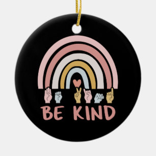 Adorno De Cerámica Be Kind ASL III - Lenguaje Rótulo americano