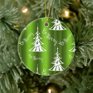 Adorno De Cerámica Be Merry Green Navidades