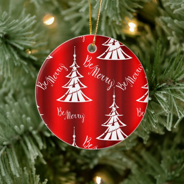 Adorno De Cerámica Be Merry Red Navidades (Árbol)