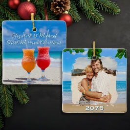 Adorno De Cerámica Beach Cocktails First Married Christmas