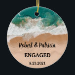 Adorno De Cerámica Beach Engaged Keepsake Engagement 2022<br><div class="desc">Engagement Keepsake 2022 First Christmas Engaged Ceramic Ornament</div>