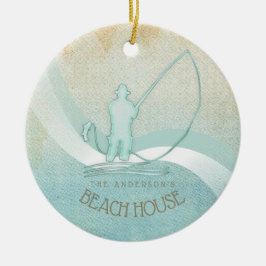 Adorno De Cerámica Beach House Nautical Fisherman Aqua Blue ID623