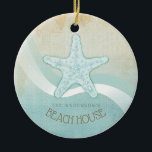 Adorno De Cerámica Beach House Nautical Starfish Aqua Blue ID623<br><div class="desc">Este producto en los suaves colores del mar y la arena le permite añadir fácilmente su propio nombre y texto usando la plantilla proporcionada. La simple imagen de pez estrella sobre un fondo acuático angustiado se ve resaltada por un acento ondulado en agua y blanco. Si no tienes la fortuna...</div>