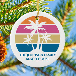 Adorno De Cerámica Beach House Palm Tree Cute Tropical Island Persona