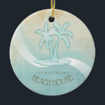 Adorno De Cerámica Beach House Palm Trees Aqua ID623<br><div class="desc">Este producto en los suaves colores del mar y la arena le permite añadir fácilmente su propio nombre y texto usando la plantilla proporcionada. La simple imagen de las palmeras sobre un fondo acuático angustiado se ve resaltada por el acento ondulado del agua y del blanco. Si no tienes la...</div>