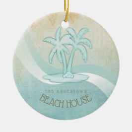 Adorno De Cerámica Beach House Palm Trees Aqua ID623