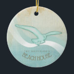 Adorno De Cerámica Beach House Seagull Aqua Blue ID623<br><div class="desc">This product in the soft colors of sea and sand allows you to easily add your own name and text using the provided template. The simple seagull image on a distressed, watercolor background is highlighted by a wave accent in aqua and white. If you aren't fortunate enough to have a...</div>