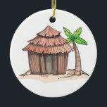 Adorno De Cerámica Beach Hut<br><div class="desc">Cabaña de playa de isla tropical</div>