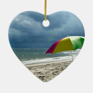 Adorno De Cerámica Beach Umbrella Heart