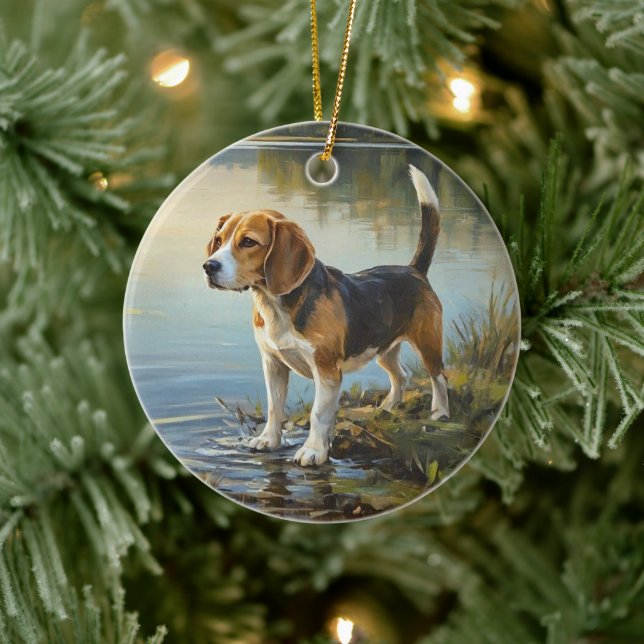 Adorno De Cerámica Beagle (Árbol)
