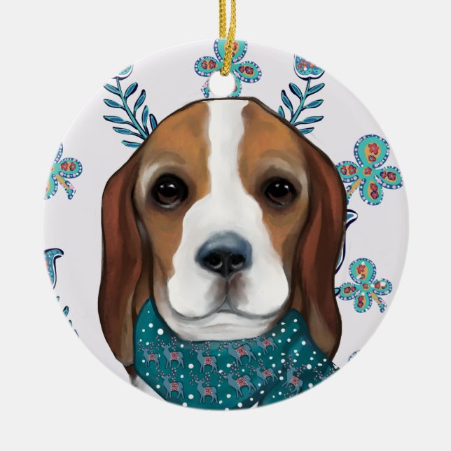 Adorno De Cerámica Beagle (Frente)