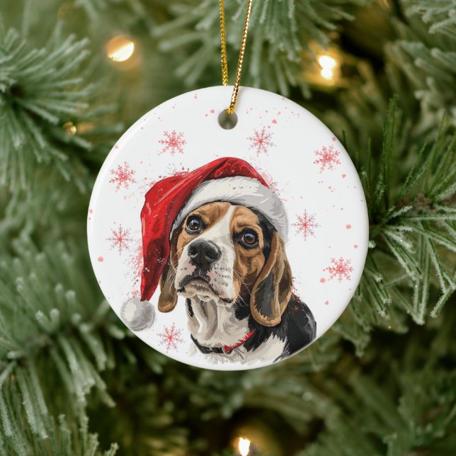 Adorno De Cerámica Beagle Dog Christmas Personalized (Árbol)