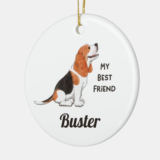 Adorno De Cerámica Beagle Dog My Best Friend Custom Name (Izquierda)