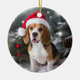Adorno De Cerámica Beagle Dog Navidades Keepsake