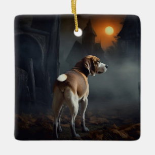 Adorno De Cerámica Beagle Halloween Espeluznante