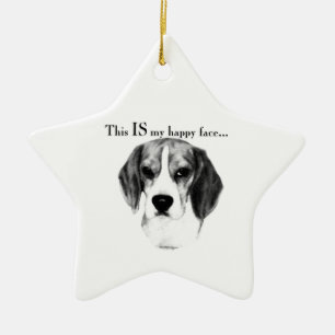 Adorno De Cerámica Beagle Happy Face; Happy Beagle; Grumpy Beagle
