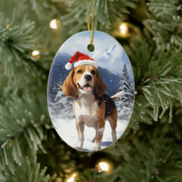 Adorno De Cerámica Beagle Navidades