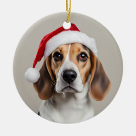 Adorno De Cerámica Beagle Navidades