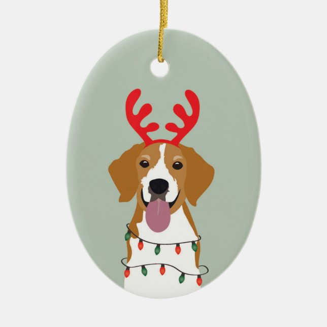 Adorno De Cerámica Beagle Navidades Dog Merry Woofmas (Frente)
