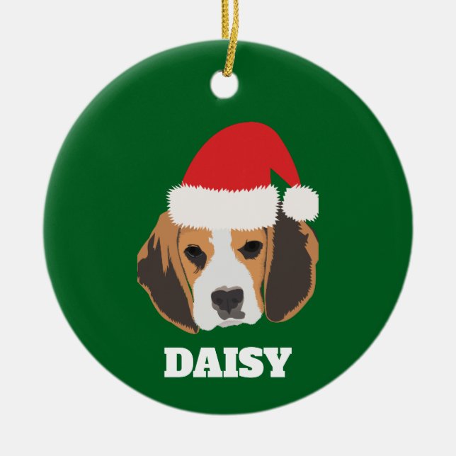 Adorno De Cerámica Beagle Navidades personalizados (Frente)