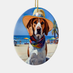 Adorno De Cerámica Beagle on Beach, regalo de verano para los amantes
