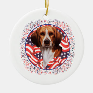Adorno De Cerámica Beagle Patriótico