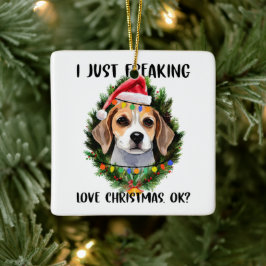 Adorno De Cerámica Beagle, sólo me asusta el amor de los Navidades, N