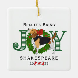 Adorno De Cerámica Beagles Bring Joy Wreath