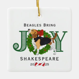 Adorno De Cerámica Beagles Bring Joy Wreath