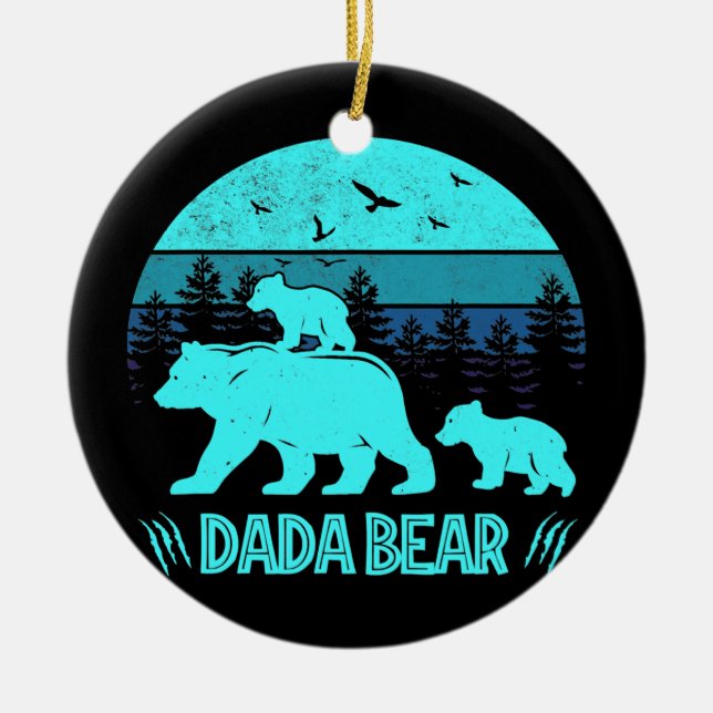 Adorno De Cerámica Bear aderezado con papá de familia gemela (Frente)