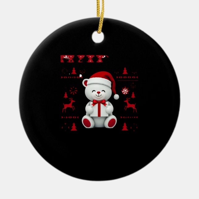 Adorno De Cerámica Bear Christmas Christmas (2) (Frente)