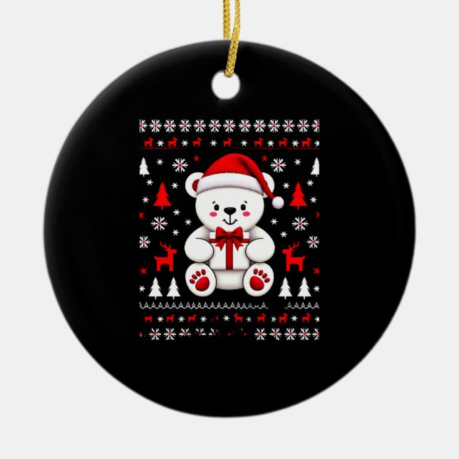 Adorno De Cerámica Bear Christmas Christmas (3) (Frente)