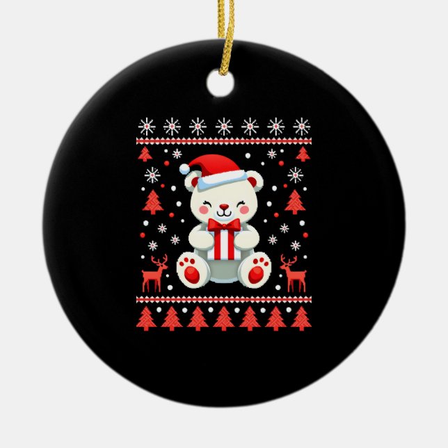 Adorno De Cerámica Bear Christmas Christmas (6) (Frente)