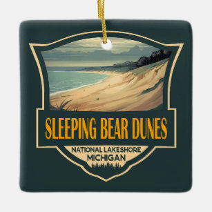 Adorno De Cerámica Bear durmiente Dunes Emblema nacional de Lakeshore