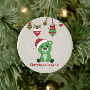 Adorno De Cerámica Bear Merry Christmas Winter Animals Bears Ceramic