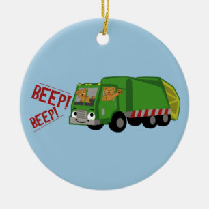 Adorno De Cerámica Bears Driving a Trash Truck